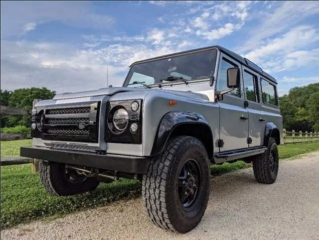 Gray 2020 Land Rover Defender 110 resto-mod, example listing photo